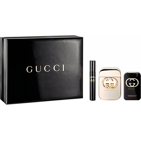 Gucci Guilty toaletní voda 75 ml + tělové mléko 100 ml + toaletní voda 7.4 ml, dárková sada