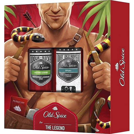 Old Spice Sport 2v1 sprchový gel a šampon 250 ml + Legend antiperspirant deodorant sprej 150 ml, kosmetická sada
