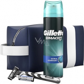 Gillette Mach3 holicí strojek + náhradní hlavice 2 kusy + Comfort gel na holení 200 ml + etue kosmetická sada pro muže
