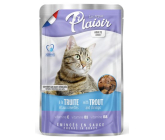 Plaisir Cat se pstruhem a krevetami kompletní krmivo pro kočky kapsička 100 g