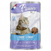 Plaisir Cat se pstruhem a krevetami kompletní krmivo pro kočky kapsička 100 g
