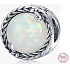 Charm Sterlingové stříbro 925 Minimalistická réva, Opál syntetický, korálek na náramek, symbol