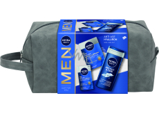 Nivea Men Anti-Age Hyaluron Protect & Care sprchový gel na tělo, tvář a vlasy 250 ml + Anti-Age Hyaluron balzám po holení 100 ml + Anti-Age Hyaluron pleťový krém proti vráskám 50 ml + kosmetická taška, kosmetická sada pro muže