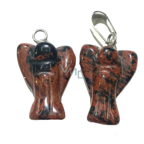 Obsidian Moka Anděl strážný přívěsek přírodní kámen 2 - 2,2 cm, kámen záchrany