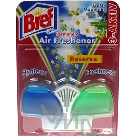 Bref 3-Aktiv Fresh Mountain 60 ml + s osvěžovačem vzduchu WC gel náhradní náplň 4,2 g