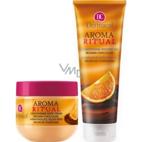 Dermacol Aroma Ritual Belgická čokoláda Harmonizující tělový krém 300 ml + sprchový gel 250 ml, kosmetická sada