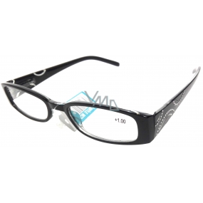 Berkeley Čtecí dioptrické brýle +1,5 černé stranice s kamínky 1 kus MC2154