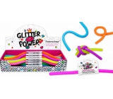 Power Schnur elastický plast, který je roztažitelný do 2 metrů! glitrový - oranžový