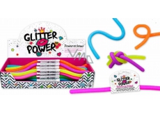 Power Schnur elastický plast, který je roztažitelný do 2 metrů! glitrový - oranžový