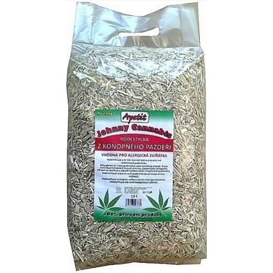 Apetit Johnny Cannabis podestýlka z konopného pazdeří pro alergická zvířátka ekologická bezprašná podestýlka. 100% přírodní produkt 10 l