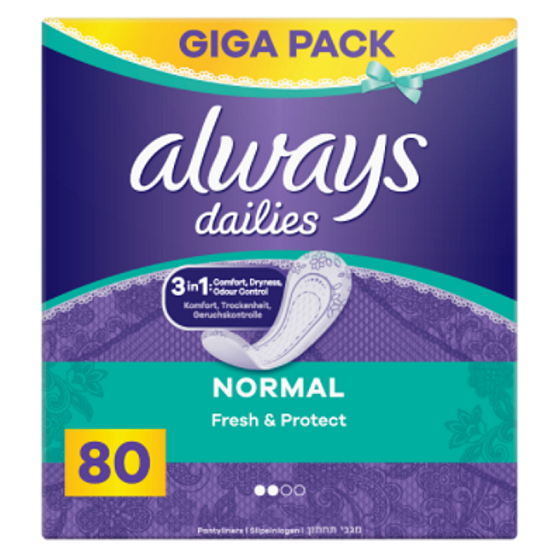 Always Dailies Fresh & Protect Normal s jemnou vůní slipové intimní vložky 80 kusů