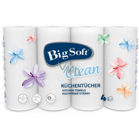 Big Soft Clean 2vrstvé kuchyňské papírové utěrky 4 x 50 útržků 4 role