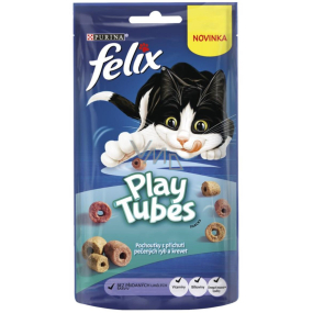 Felix Play Tubes ryba a kreveta, masová pochoutka pro dospělé kočky 50 g