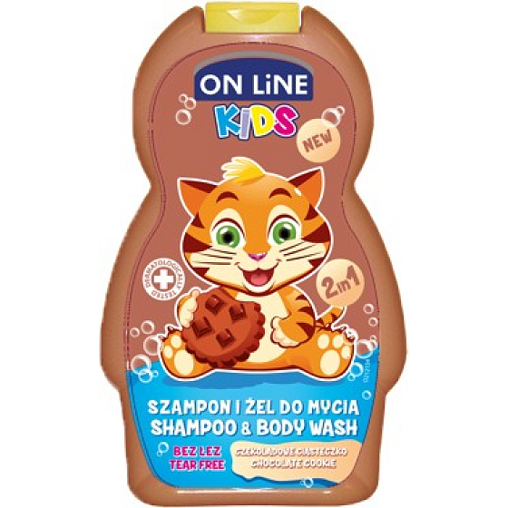 On Line Kids Čokoládová sušenka 2v1 sprchový gel a šampon na vlasy pro děti 250 ml