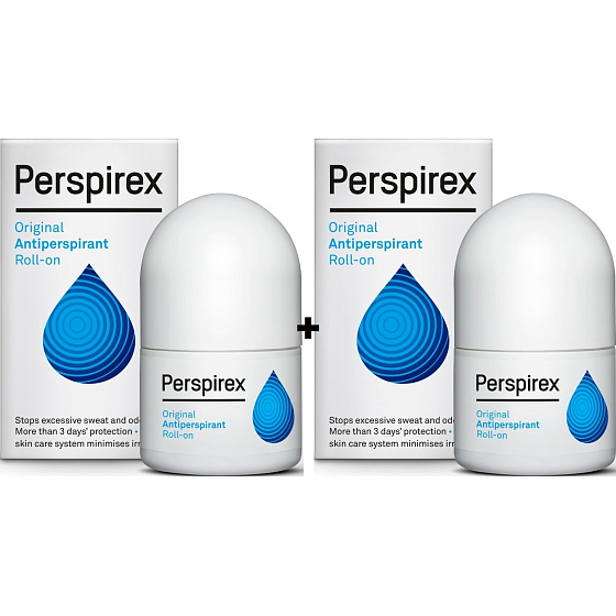 Perspirex Original kuličkový antiperspirant bez vůně roll-on 3-5 dní účinek unisex 2 x 25 ml