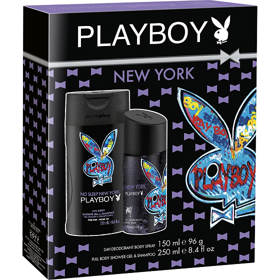 Playboy New York deodorant sprej pro muže 150 ml + sprchový gel 250 ml, kosmetická sada