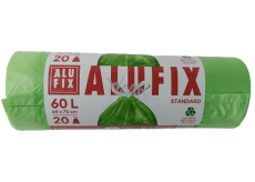 Alufix Sáčky do odpadkového koše zatahovací zelené, 15 µ, 60 litrů, 64 x 70 cm, 20 kusů HDPE