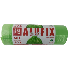 Alufix Sáčky do odpadkového koše zatahovací zelené, 15 µ, 60 litrů, 64 x 70 cm, 20 kusů HDPE