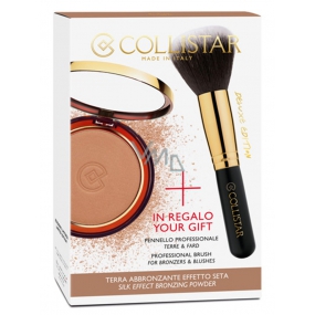 Collistar Silk Effect Bronzing Powder bronzující pudr 09 Sun Crystals 12 g + kosmetický štětec na pudr, kosmetická sada