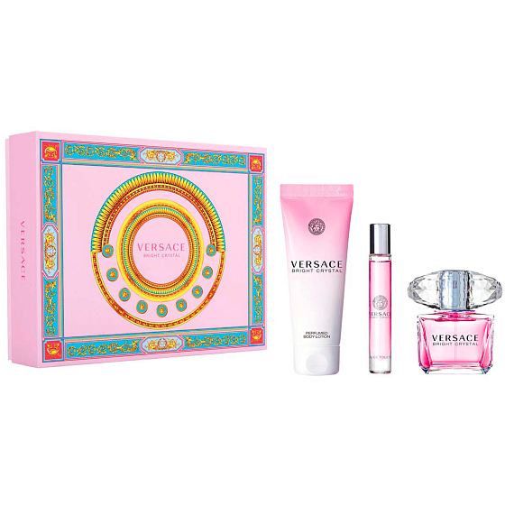 Versace Bright Crystal toaletní voda pro ženy 90 ml + tělové mléko 150 ml + cestovní toaletní voda 10 ml, dárková sada