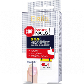 Delia Cosmetics SOS Mefa Effect regenerační podkladová báze a vrchní lak na nehty 10 v 1 11 ml
