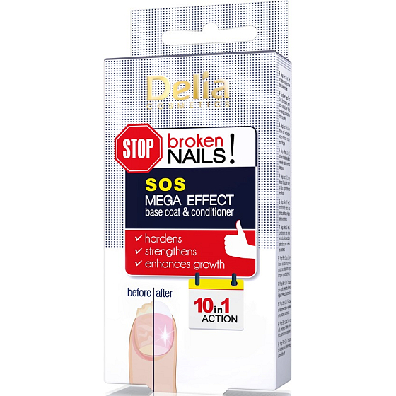 Delia Cosmetics SOS Mefa Effect regenerační podkladová báze a vrchní lak na nehty 10 v 1 11 ml