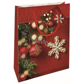 Nekupto Dárková papírová taška 14 x 11 x 6,5 cm Vánoční perníčky a baňky