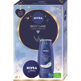Nivea Best Care Creme Care pečující sprchový gel 250 ml + Creme krém pro základní péči 75 ml, kosmetická sada pro ženy