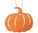 Dřevěná dýně oranžová závěsná 10 cm