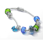 Charm Sterlingové stříbro 925 Zelené Murano sklo, korálek na náramek symbol