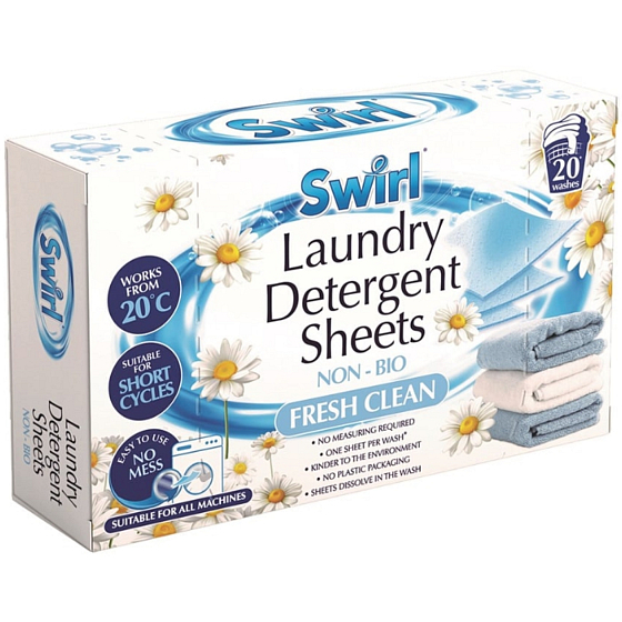 Swirl Fresh Clean prací ubrousky do pračky pro univerzální praní 20 kusů