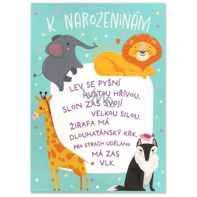 Albi Hrací přání do obálky K narozeninám Veselá zvířátka Jitka Molavcová Bambini di Praga - Máme rádi zvířata 14,8 x 21 cm