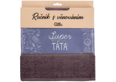 Albi Dárkový ručník - Super táta šedý 50 x 90 cm