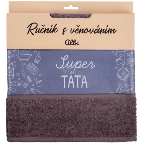 Albi Dárkový ručník - Super táta šedý 50 x 90 cm