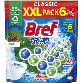 Bref Power Aktiv Pine tuhý WC blok, 6× 50 g