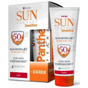 SunProtect Swiss Sensitive SPF50+ voděodolný krém na opalování 50 ml + Panthenol Premium Panthenol 10% gel po opalování 50 ml