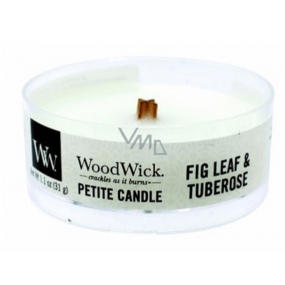 WoodWick Fig Leaf & Tuberose - Fíkové lístky a tuberóza vonná svíčka s dřevěným knotem petite 31 g