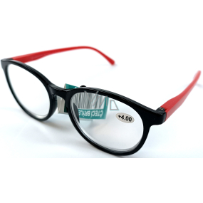 Berkeley Čtecí dioptrické brýle +4,0 plast černé, červené postranice 1 kus MC2253