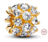 Charm Sterlingové stříbro 925 Zlaté třpytivé kulaté kouzlo, korálek na náramek symbol