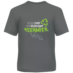 Albi Humorné tričko Recyklovaný teenager šedé zelené, pánské velikost XL