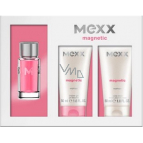 Mexx be Magnetic Woman toaletní voda 15 ml + sprchový gel 50 ml, + tělové mléko 50 ml, dárková sada