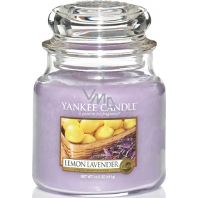 Yankee Candle Lemon Lavender - Citrón a levandule vonná svíčka Classic střední sklo 411 g