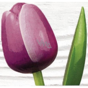 Bohemia Gifts Dřevěný tulipán fialovo-bílý 34 cm