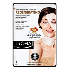 Iroha Regenerating Intenzivní regenerační bavlněná maska na obličej a krk s arganovým a hyaluronovým sérem 30 ml