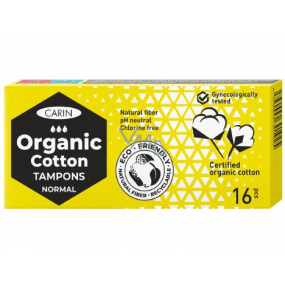 Carin Organic Cotton Normal organické tampony z přírodní bavlny 16 kusů