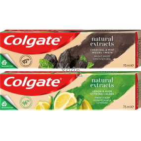 Colgate Natural Extracts Charcoal & Mint zubní pasta 75 ml + Lemon & Aloe zubní pasta 75 ml, 36 kusů karton