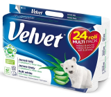 Velvet Aloe Vera jemný bílý toaletní papír 3 vrstvý 24 kusů