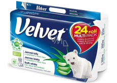 Velvet Aloe Vera jemný bílý toaletní papír 3 vrstvý 24 kusů