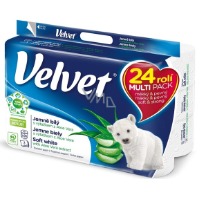 Velvet Aloe Vera jemný bílý toaletní papír 3 vrstvý 24 kusů