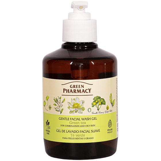 Green Pharmacy Zelený čaj jemný čisticí gel na obličej pro mastnou a smíšenou pleť 270 ml